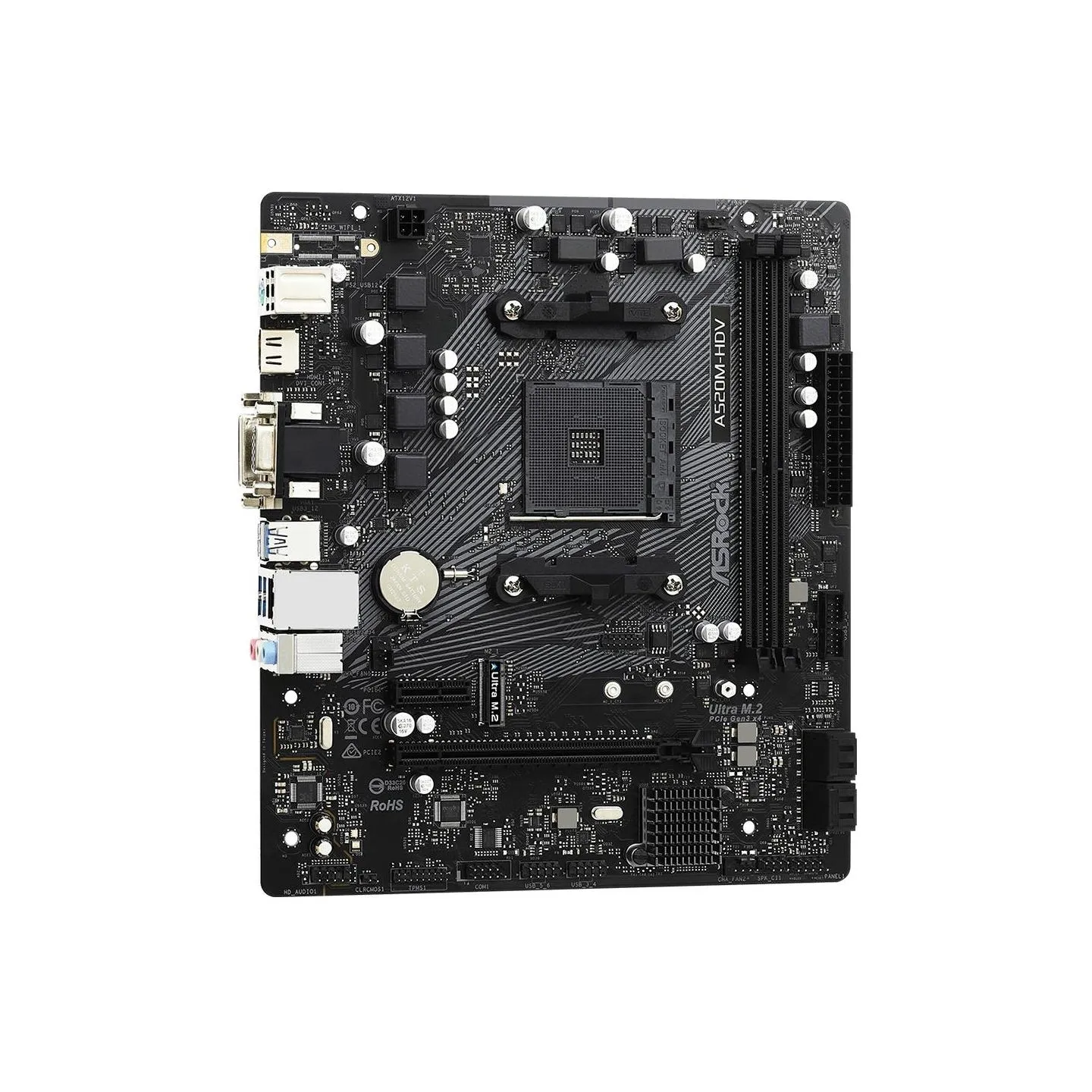 Asrock Motherboard A520M-HDV AM4 2DDR4 HDMI/DVI/VGA M.2 mATX