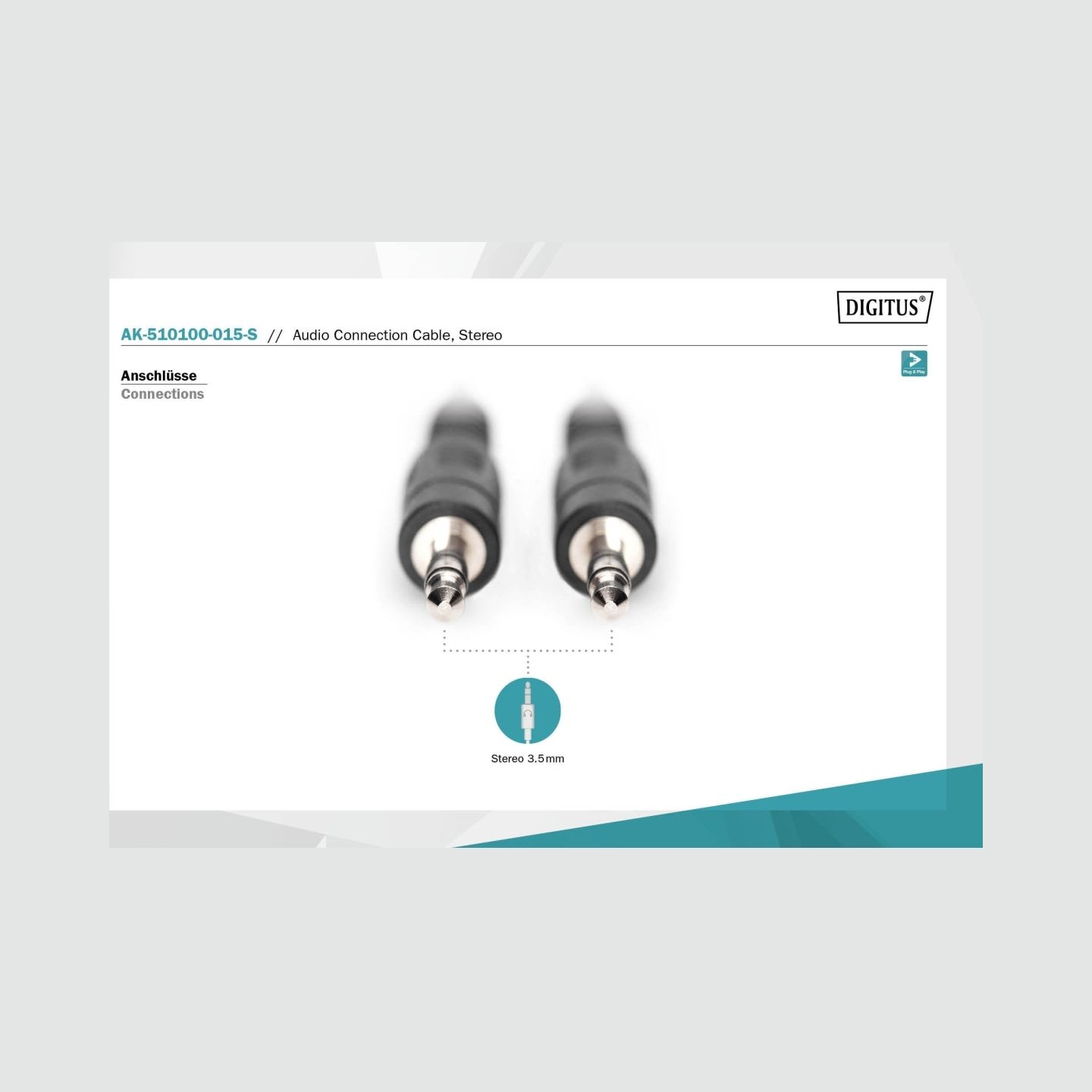 Digitus Audio Connection Cable, Stereo | AK-510100-015-S