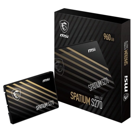 MSI SSD|MSI|SPATIUM S270|960GB|SATA|3D NAND|Write speed 450 MBytes/sec|Read speed 500 MBytes/sec|2,5"|TBW 500 TB|MTBF 2000000 ho