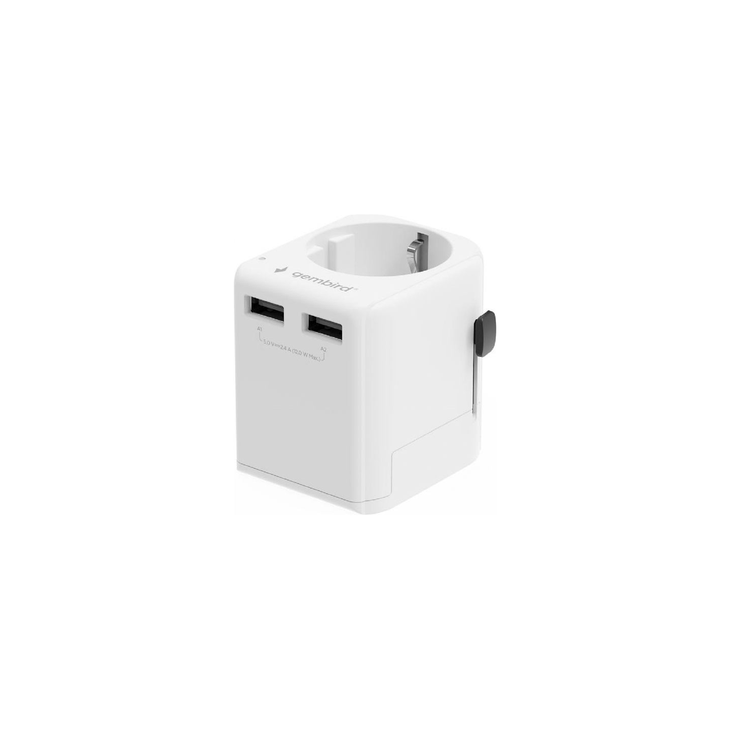 Gembird EU to Universal travel power adapter, 12W | TPA-EU2A12-01-W | 5 V