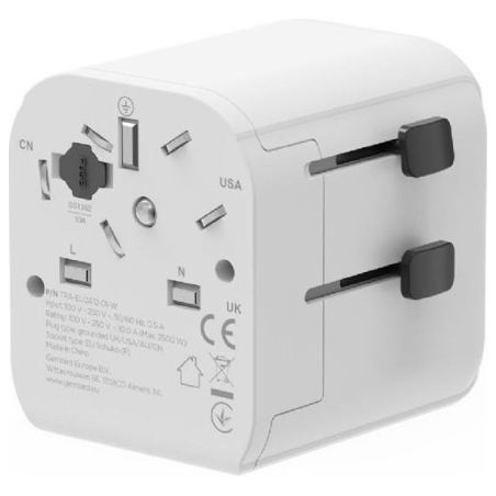 Gembird EU to Universal travel power adapter, 12W | TPA-EU2A12-01-W | 5 V