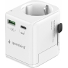 Gembird Grounded universal travel power adapter, 20 W | TPA-EU1A1C20-01-W