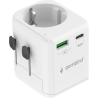 Gembird Grounded universal travel power adapter, 20 W | TPA-EU1A1C20-01-W