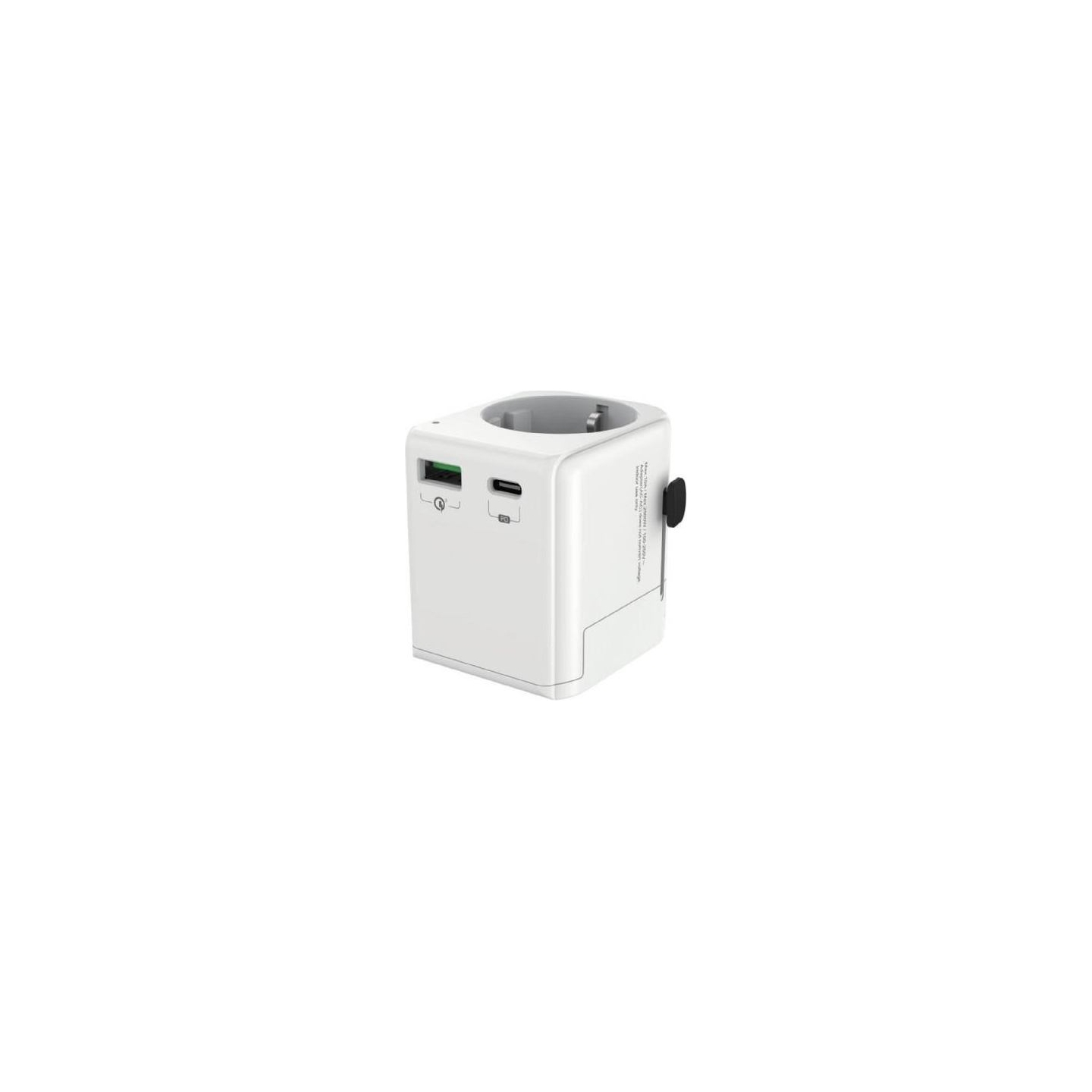 Gembird Grounded universal travel power adapter, 20 W | TPA-EU1A1C20-01-W