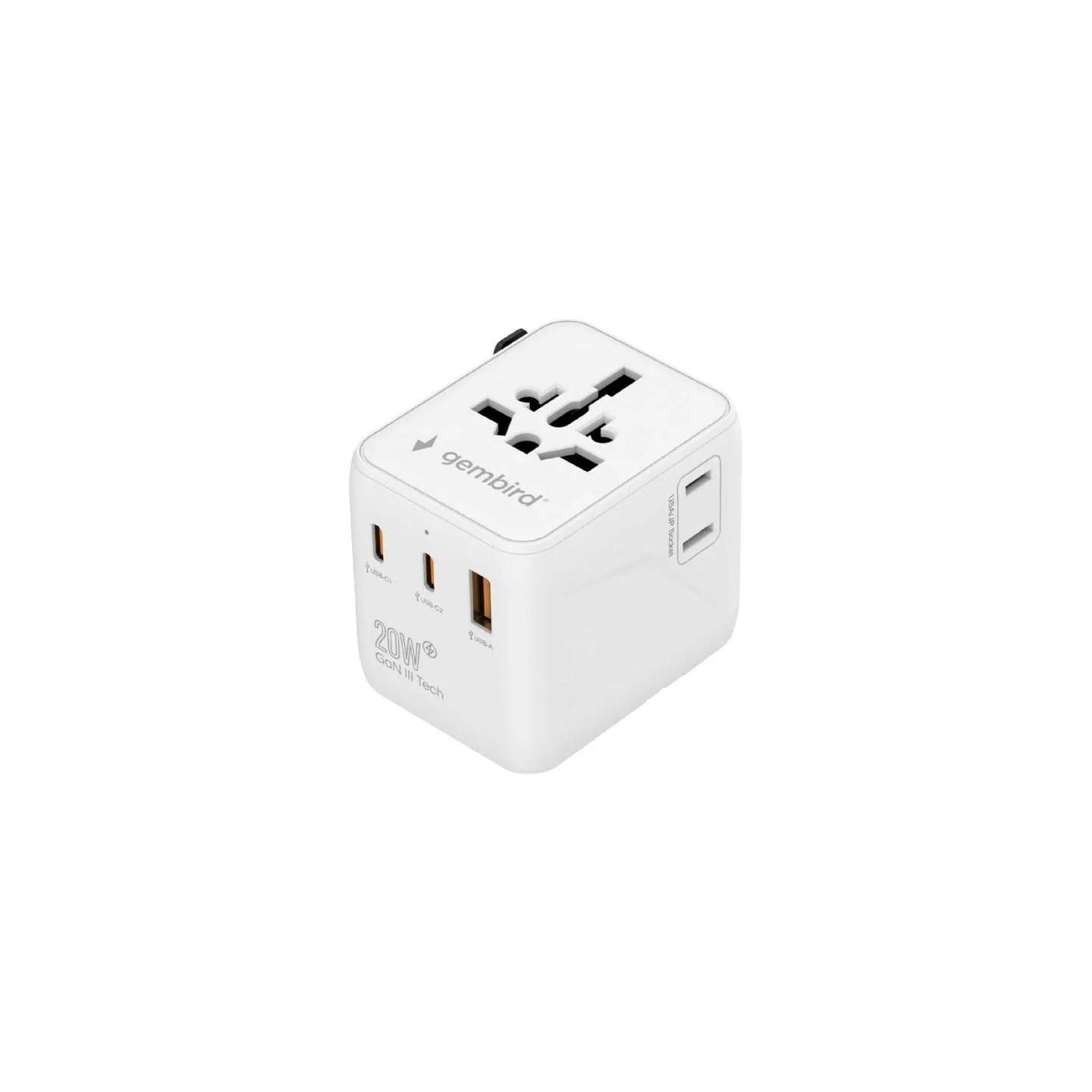 Gembird Universal travel power adapter cube 20W