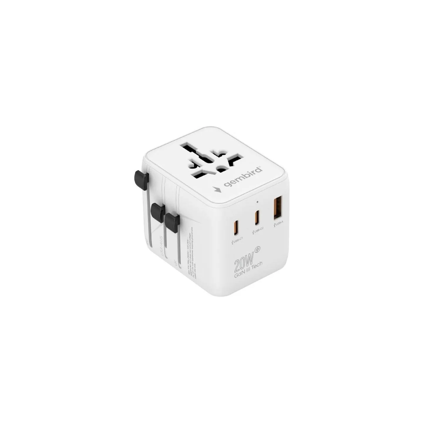 Gembird Universal travel power adapter cube 20W
