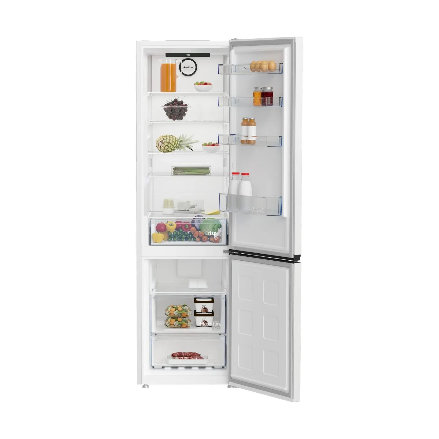 Beko Refrigerator B1RCNA404W, height 203.5 cm, Energy class E, NeoFrost, AeroFlow, White / B1RCNA404W