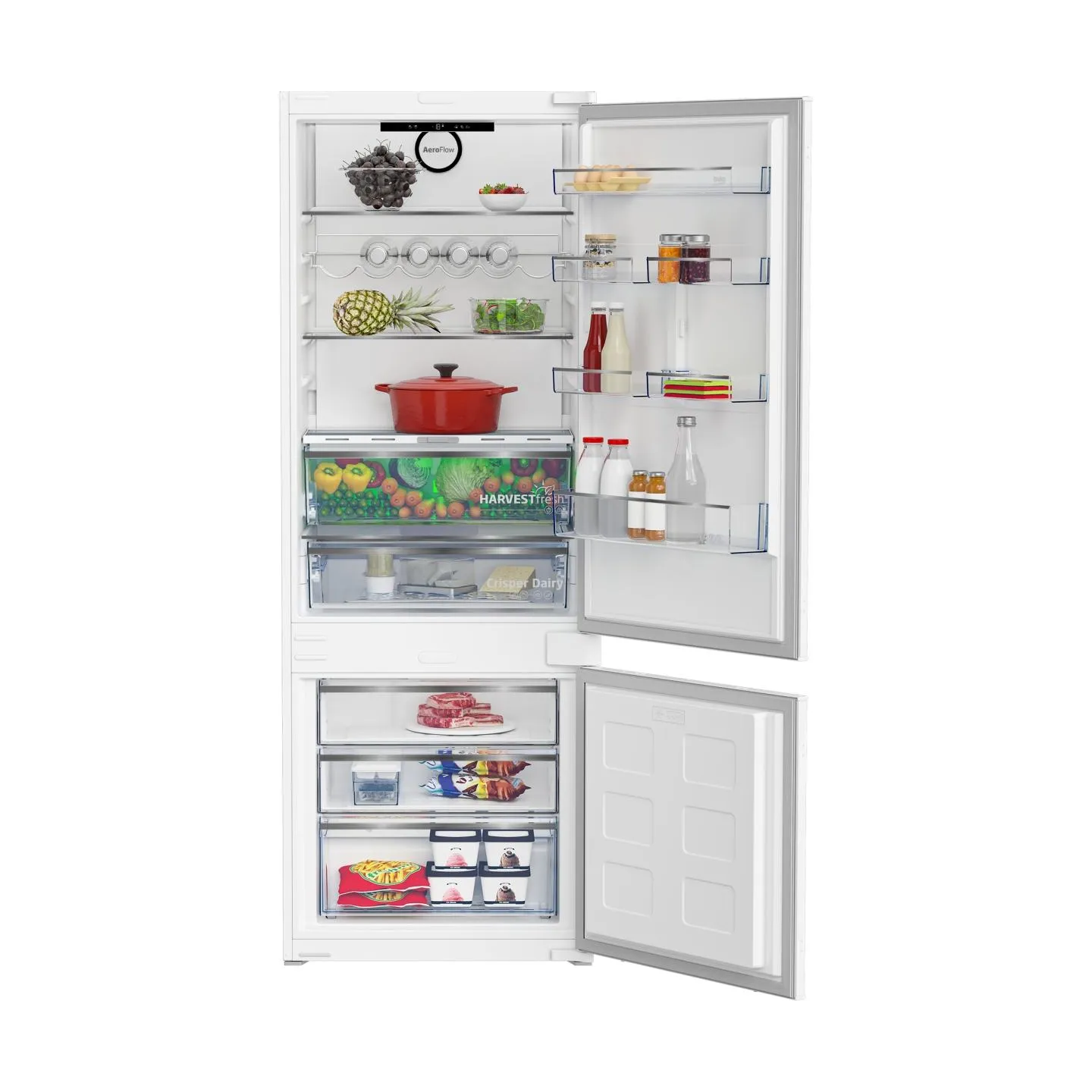 Beko Built-In Refrigerator BCNE400E40SN, Width 69 cm, Height 194 cm, Energy class E, HarvestFresh, Neo Frost, Inverter motor / B