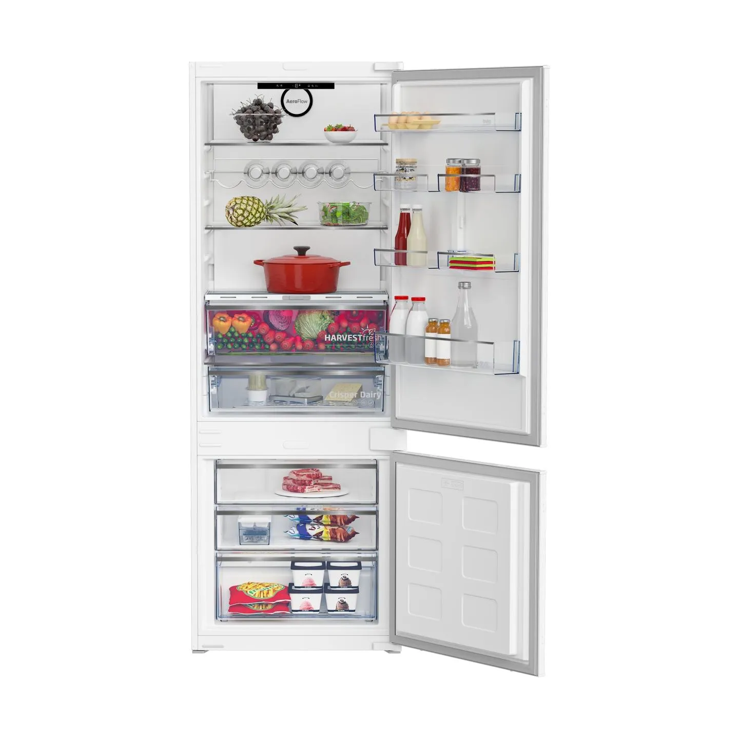 Beko Built-In Refrigerator BCNE400E40SN, Width 69 cm, Height 194 cm, Energy class E, HarvestFresh, Neo Frost, Inverter motor / B