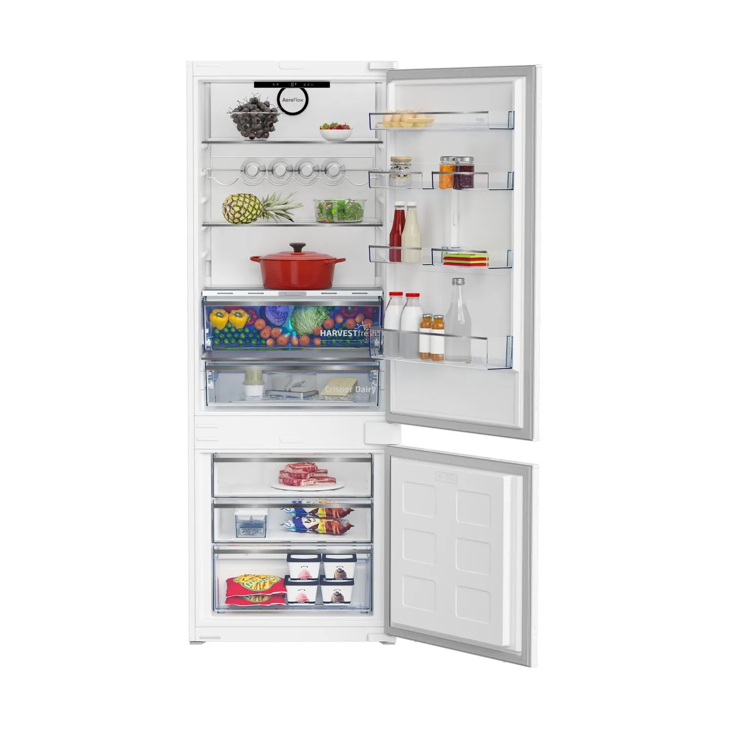 Beko Built-In Refrigerator BCNE400E40SN, Width 69 cm, Height 194 cm, Energy class E, HarvestFresh, Neo Frost, Inverter motor / B