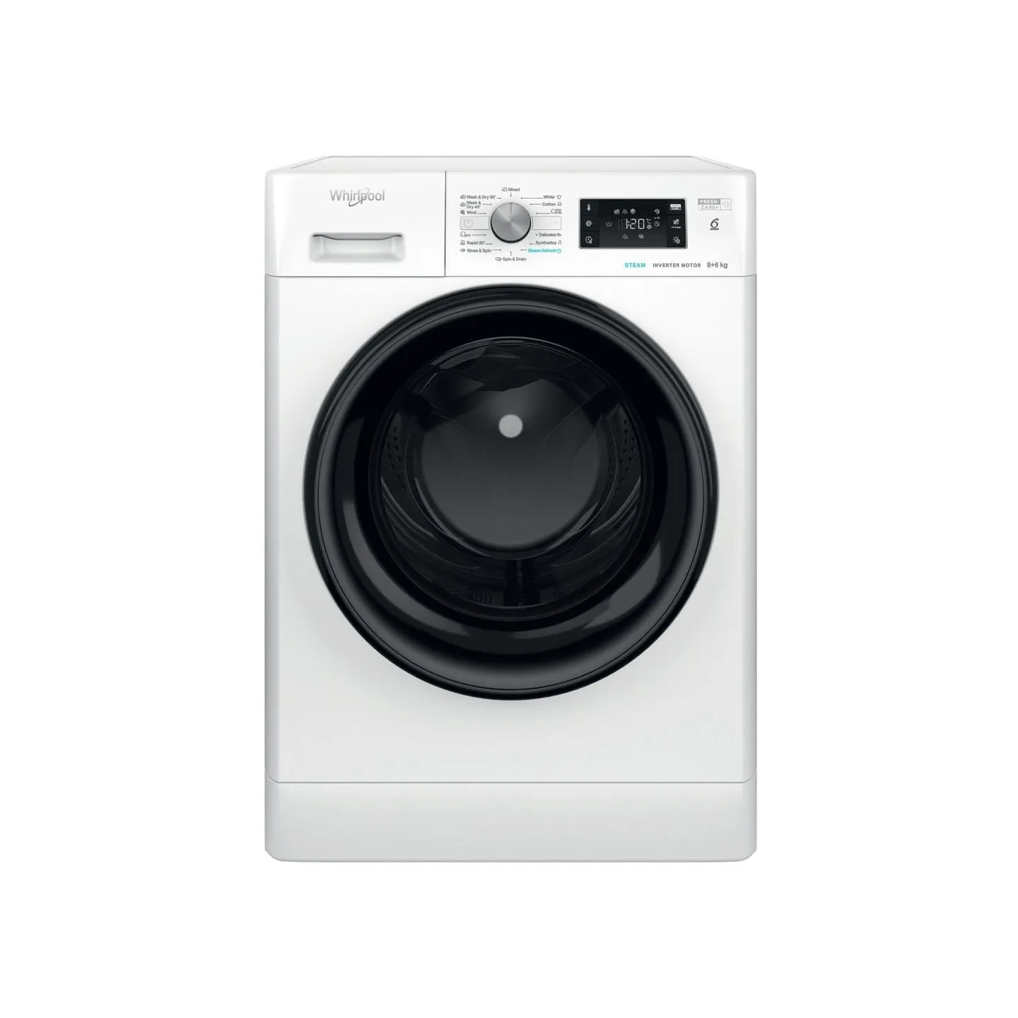 Whirlpool Washing machine - Dryer FFWDB 864349 BV EE, 1400 rpm, Energy class D, 8kg - 6kg, Depth 54 cm, Inverter motor, Steam Re