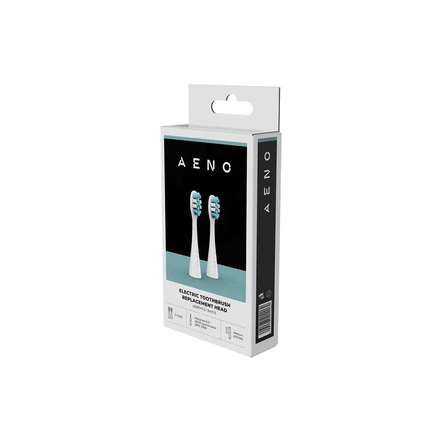 Aeno Replacement toothbrush heads, White, Dupont bristles, 2pcs in set (for ADB0001S/ADB0002S)