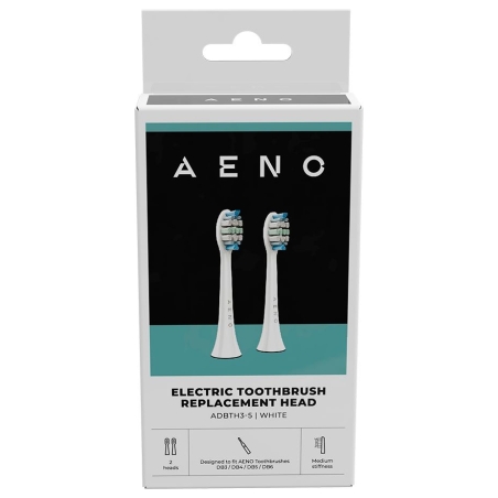 Aeno Replacement toothbrush heads, White, Dupont bristles, 2pcs in set (for ADB0003/ADB0005 and ADB0004/ADB0006)