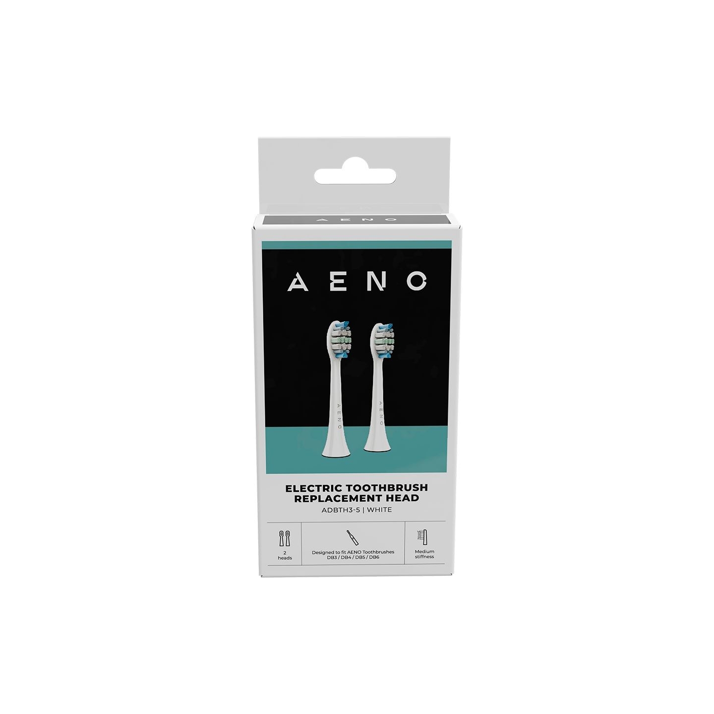 Aeno Replacement toothbrush heads, White, Dupont bristles, 2pcs in set (for ADB0003/ADB0005 and ADB0004/ADB0006)