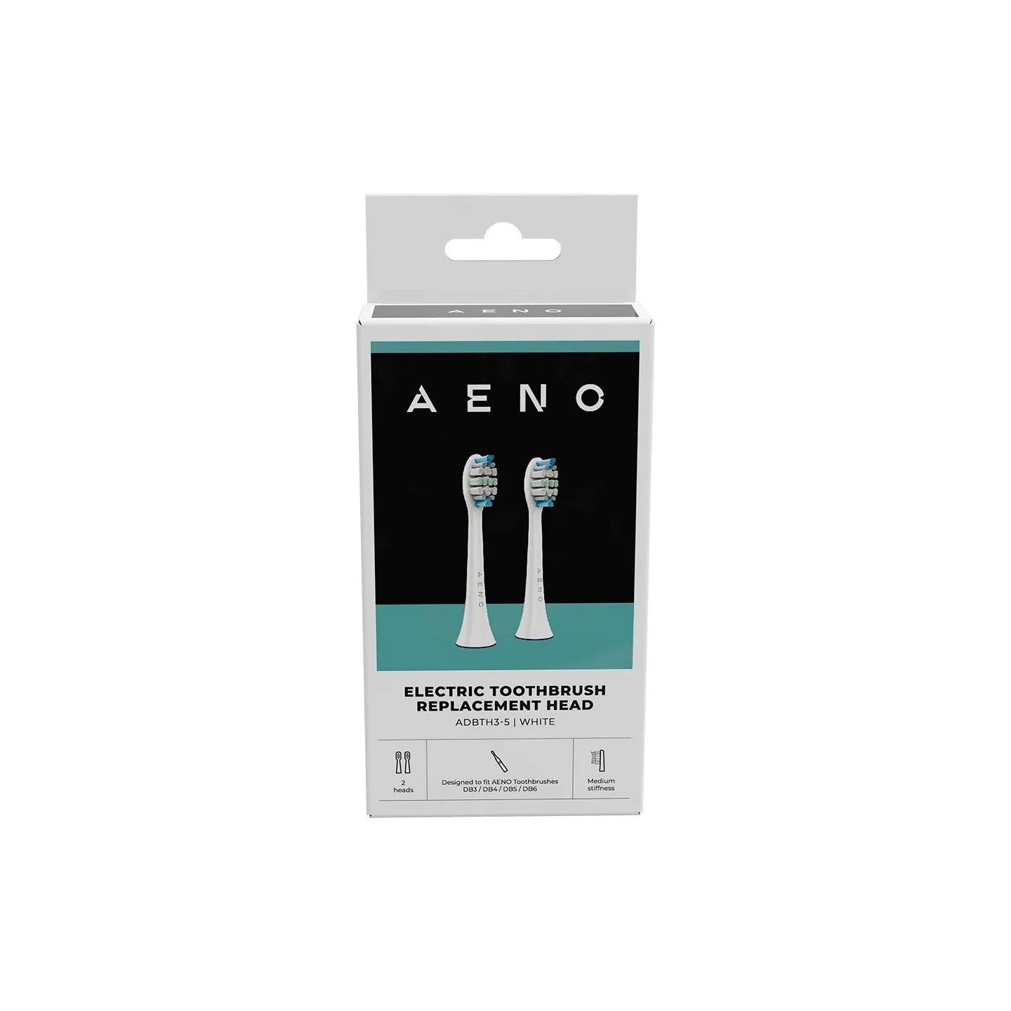Aeno Replacement toothbrush heads, White, Dupont bristles, 2pcs in set (for ADB0003/ADB0005 and ADB0004/ADB0006)