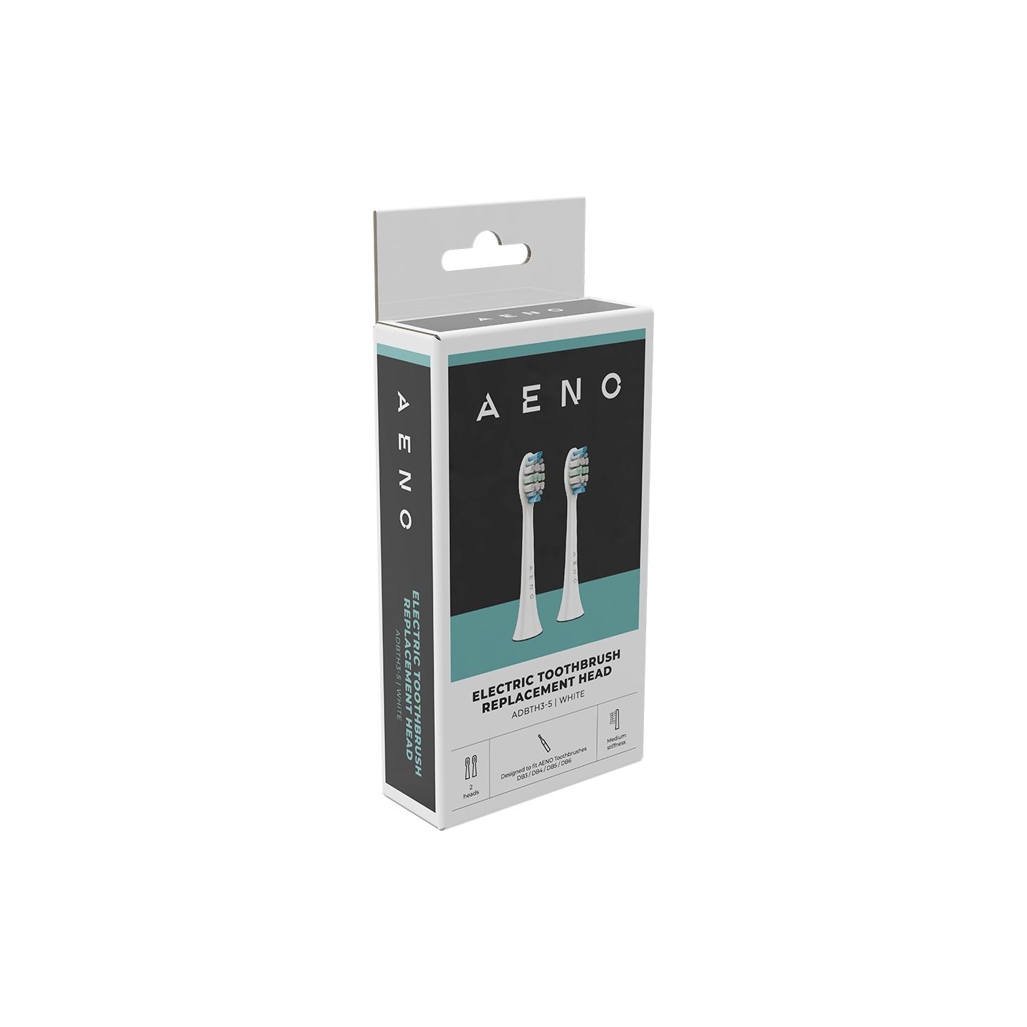 Aeno Replacement toothbrush heads, White, Dupont bristles, 2pcs in set (for ADB0003/ADB0005 and ADB0004/ADB0006)