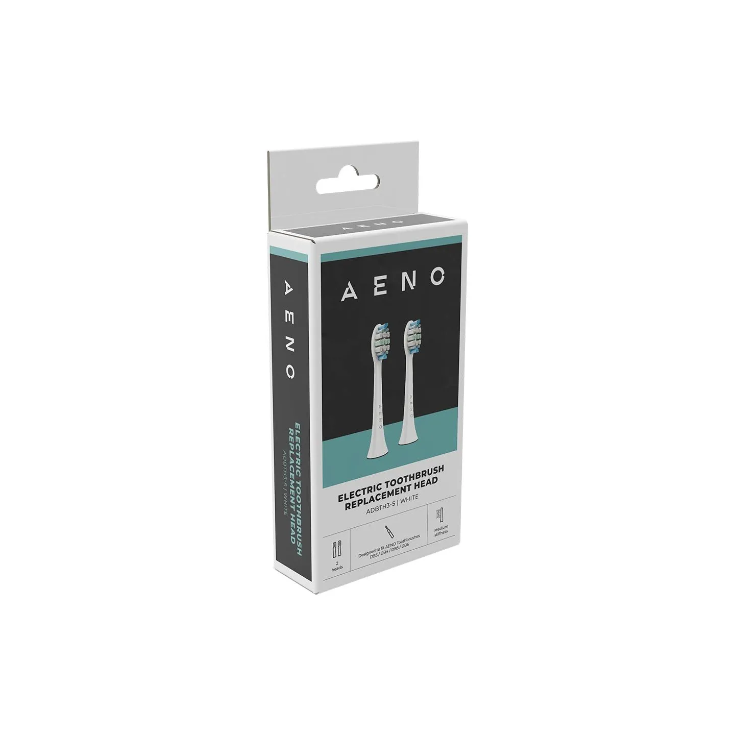 Aeno Replacement toothbrush heads, White, Dupont bristles, 2pcs in set (for ADB0003/ADB0005 and ADB0004/ADB0006)