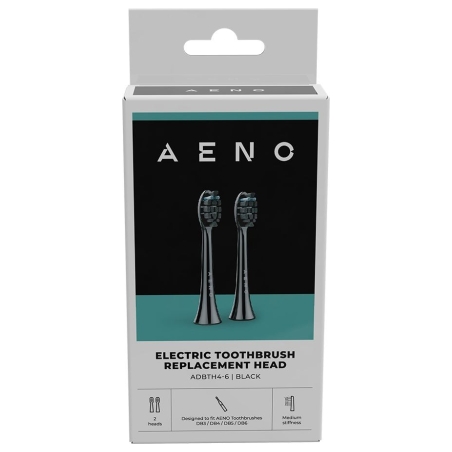 Aeno Replacement toothbrush heads, Black, Dupont bristles, 2pcs in set (for ADB0004/ADB0006 and ADB0003/ADB0005)