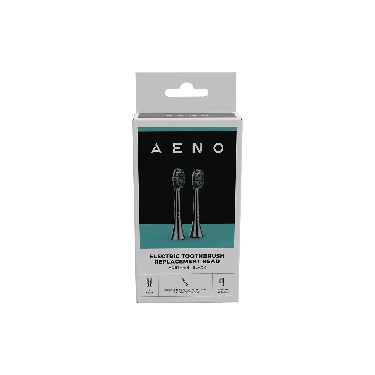 Aeno Replacement toothbrush heads, Black, Dupont bristles, 2pcs in set (for ADB0004/ADB0006 and ADB0003/ADB0005)