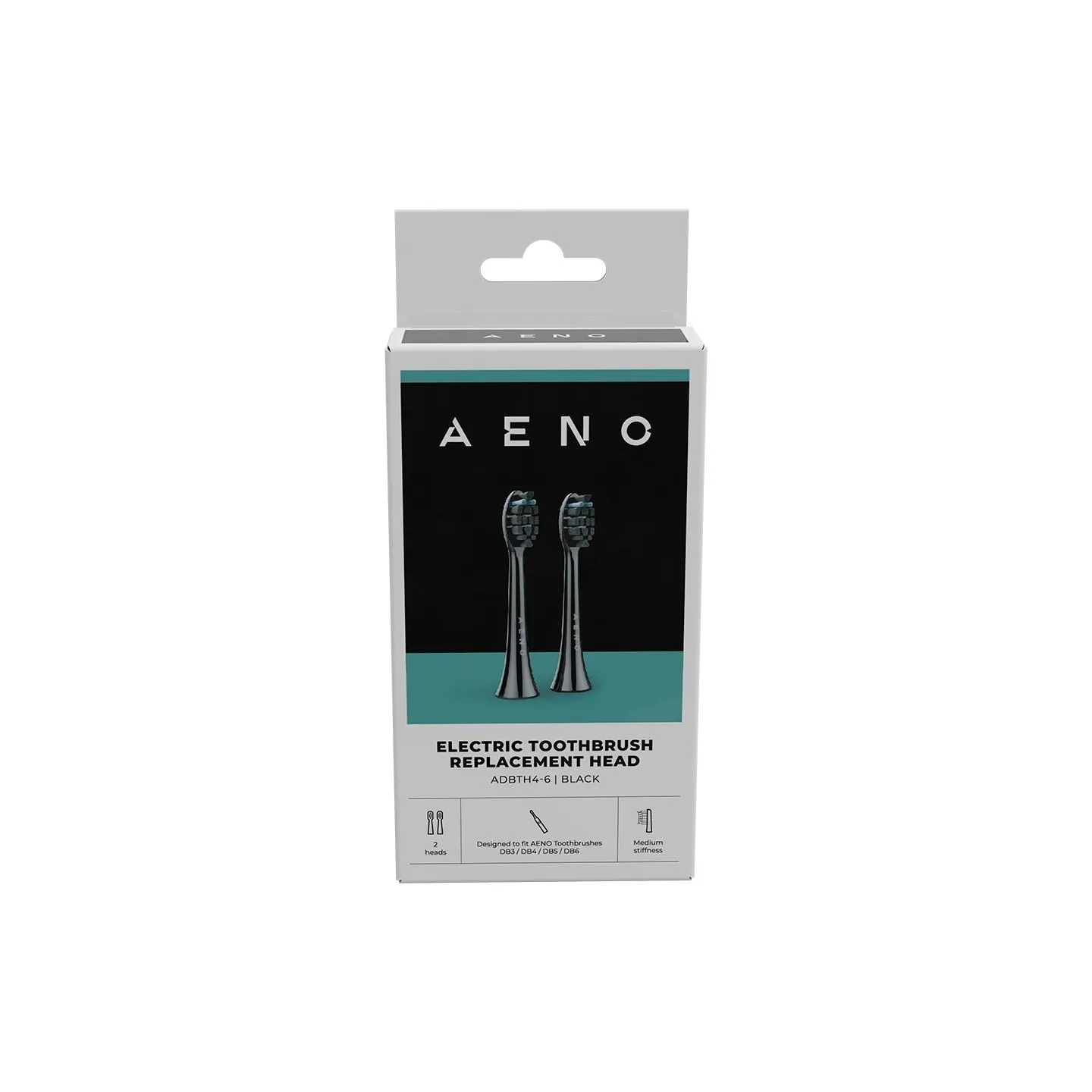 Aeno Replacement toothbrush heads, Black, Dupont bristles, 2pcs in set (for ADB0004/ADB0006 and ADB0003/ADB0005)