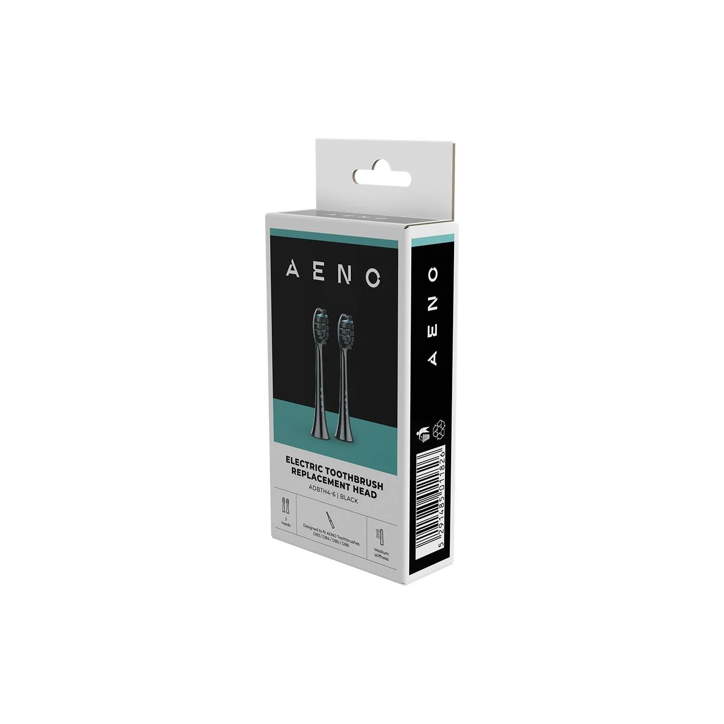 Aeno Replacement toothbrush heads, Black, Dupont bristles, 2pcs in set (for ADB0004/ADB0006 and ADB0003/ADB0005)