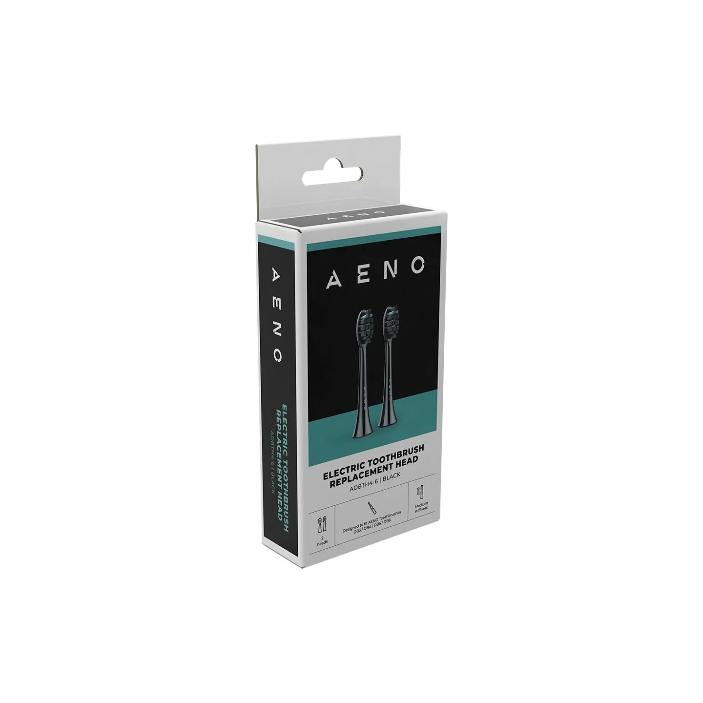 Aeno Replacement toothbrush heads, Black, Dupont bristles, 2pcs in set (for ADB0004/ADB0006 and ADB0003/ADB0005)