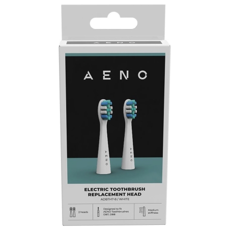 Aeno Replacement toothbrush heads, White, Dupont bristles, 2pcs in set (for ADB0007/ADB0008)