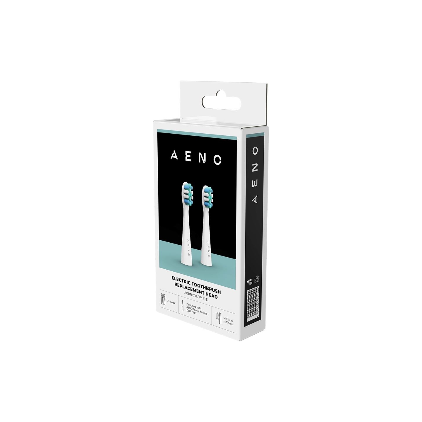 Aeno Replacement toothbrush heads, White, Dupont bristles, 2pcs in set (for ADB0007/ADB0008)