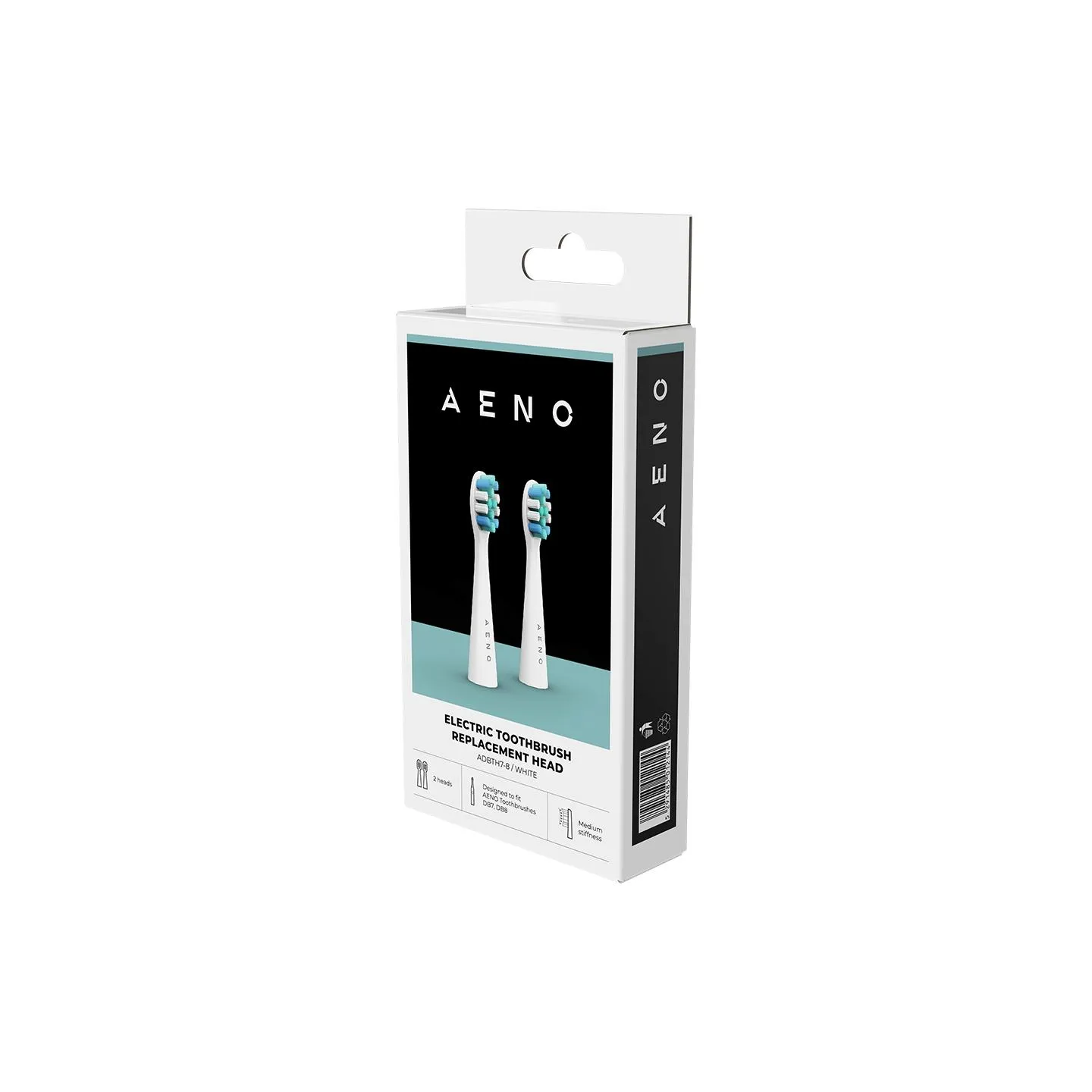 Aeno Replacement toothbrush heads, White, Dupont bristles, 2pcs in set (for ADB0007/ADB0008)