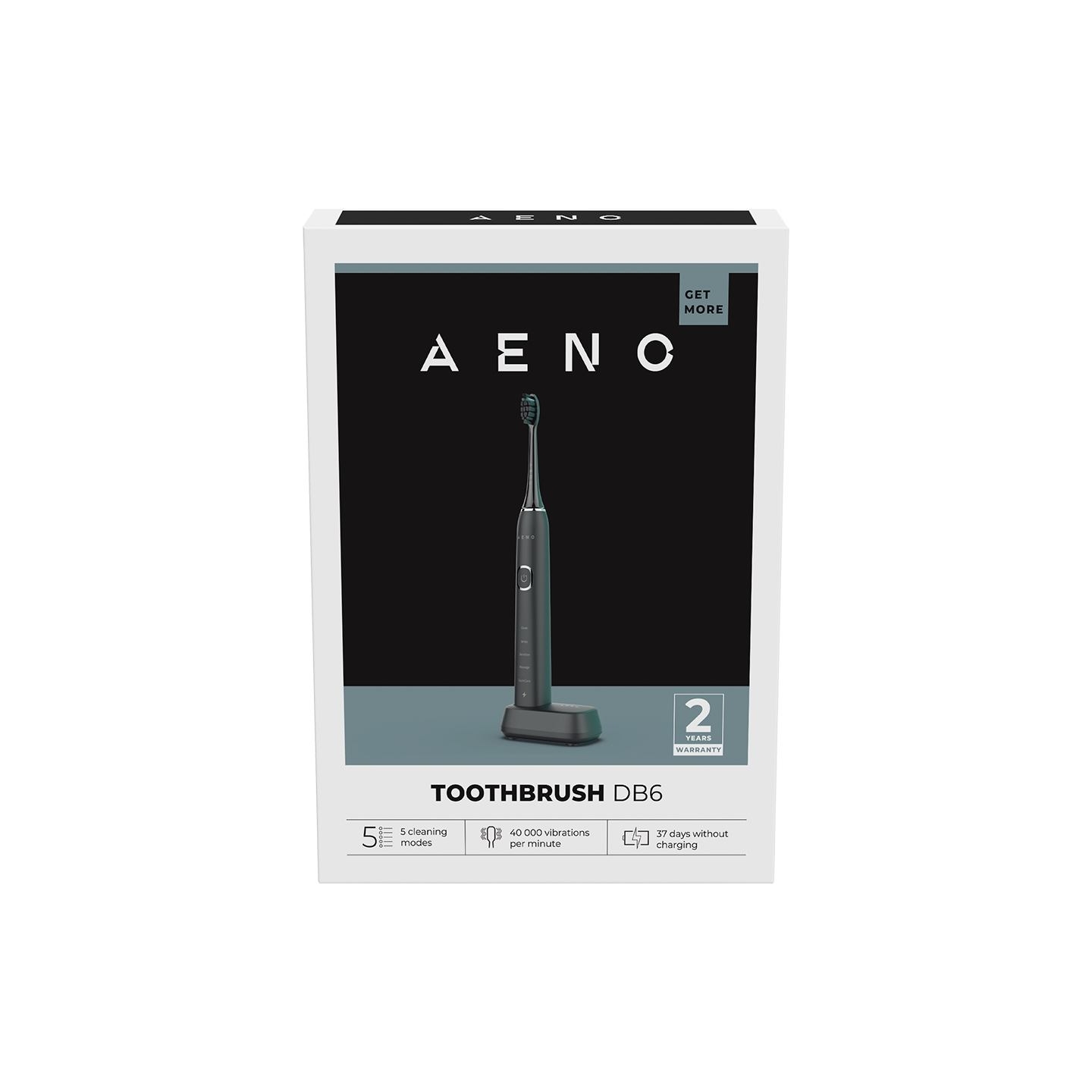 Aeno Sonic Electric Toothbrush DB6: Black, 5 modes, wireless charging, 46000rpm, 40 days without charging, IPX7