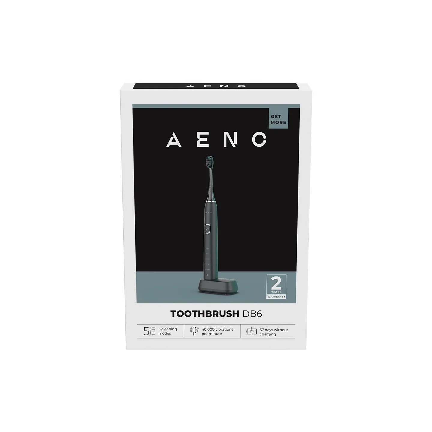 Aeno Sonic Electric Toothbrush DB6: Black, 5 modes, wireless charging, 46000rpm, 40 days without charging, IPX7