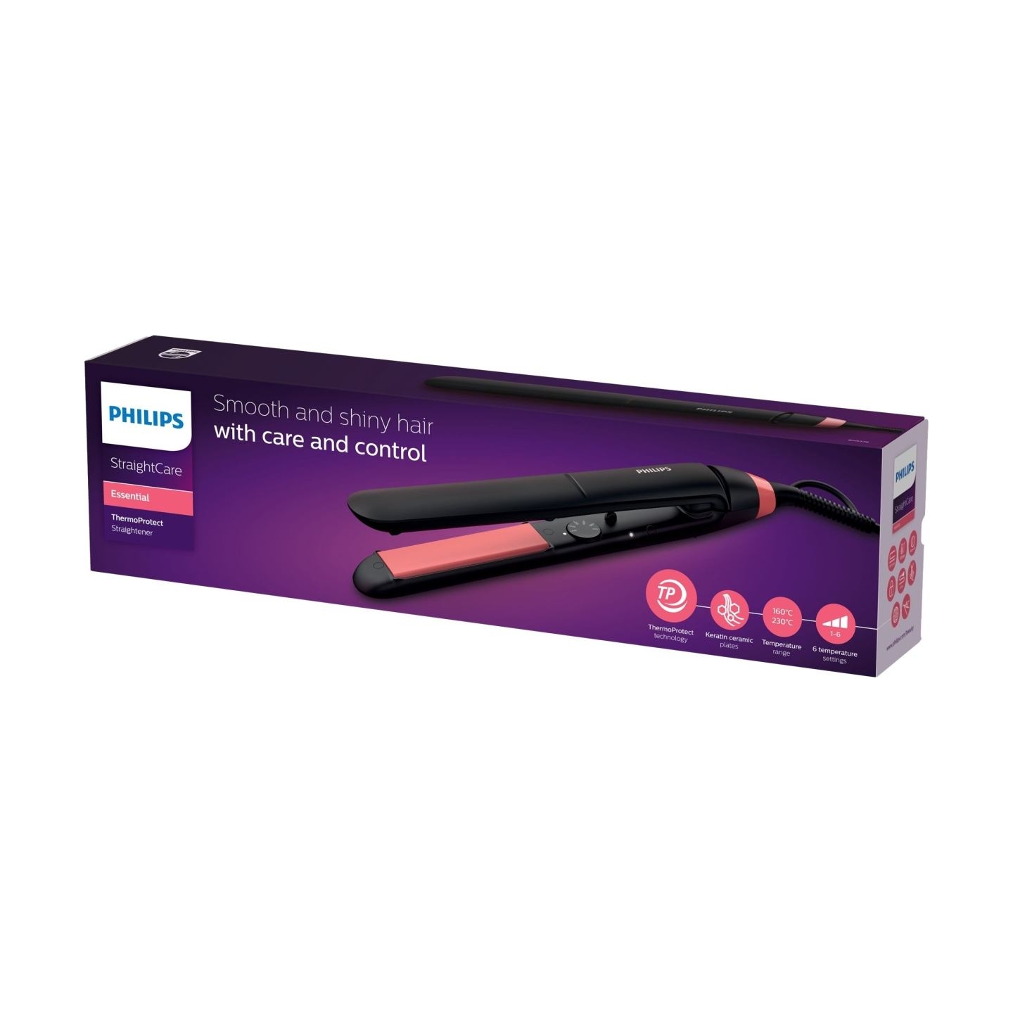 Philips StraightCare Essential ThermoProtect straightener BHS376/00 ThermoProtect technology / BHS376/00