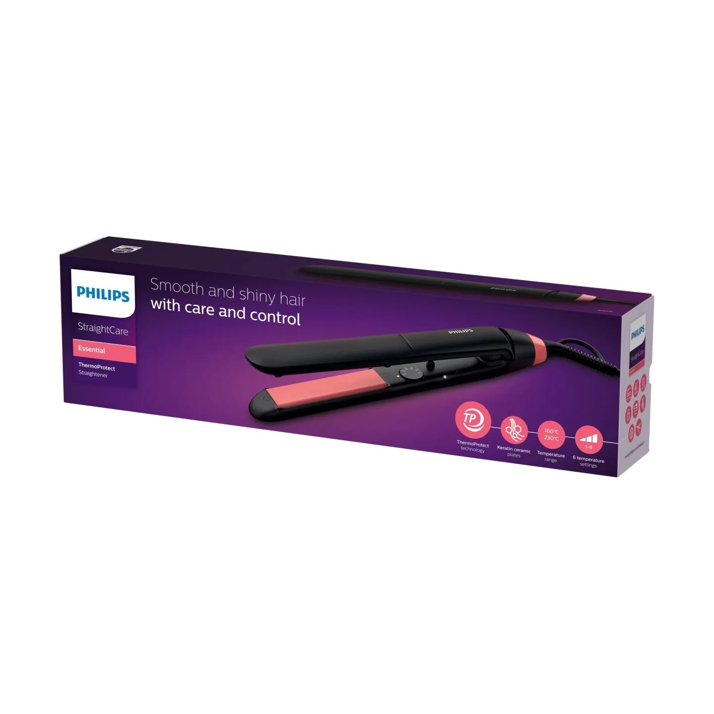 Philips StraightCare Essential ThermoProtect straightener BHS376/00 ThermoProtect technology / BHS376/00