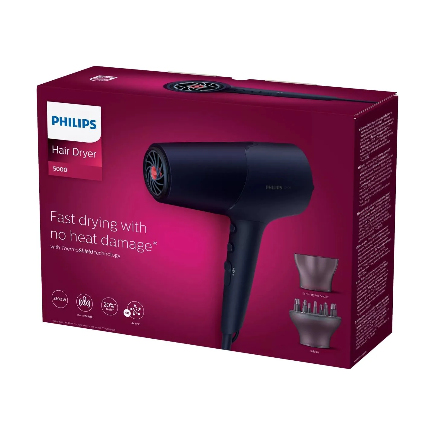 Philips 5000 Series Hairdryer BHD510/00, 2300W, ThermoShield technology, 3 heat and 2 speed settings / BHD510/00