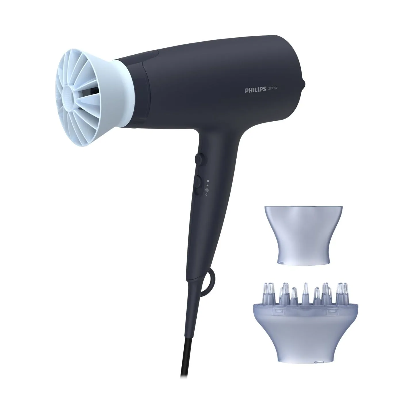 Philips | Hair Dryer | BHD360/20 | 2100 W | Number of temperature settings 6 | Ionic function | Diffuser nozzle | Black/Blue