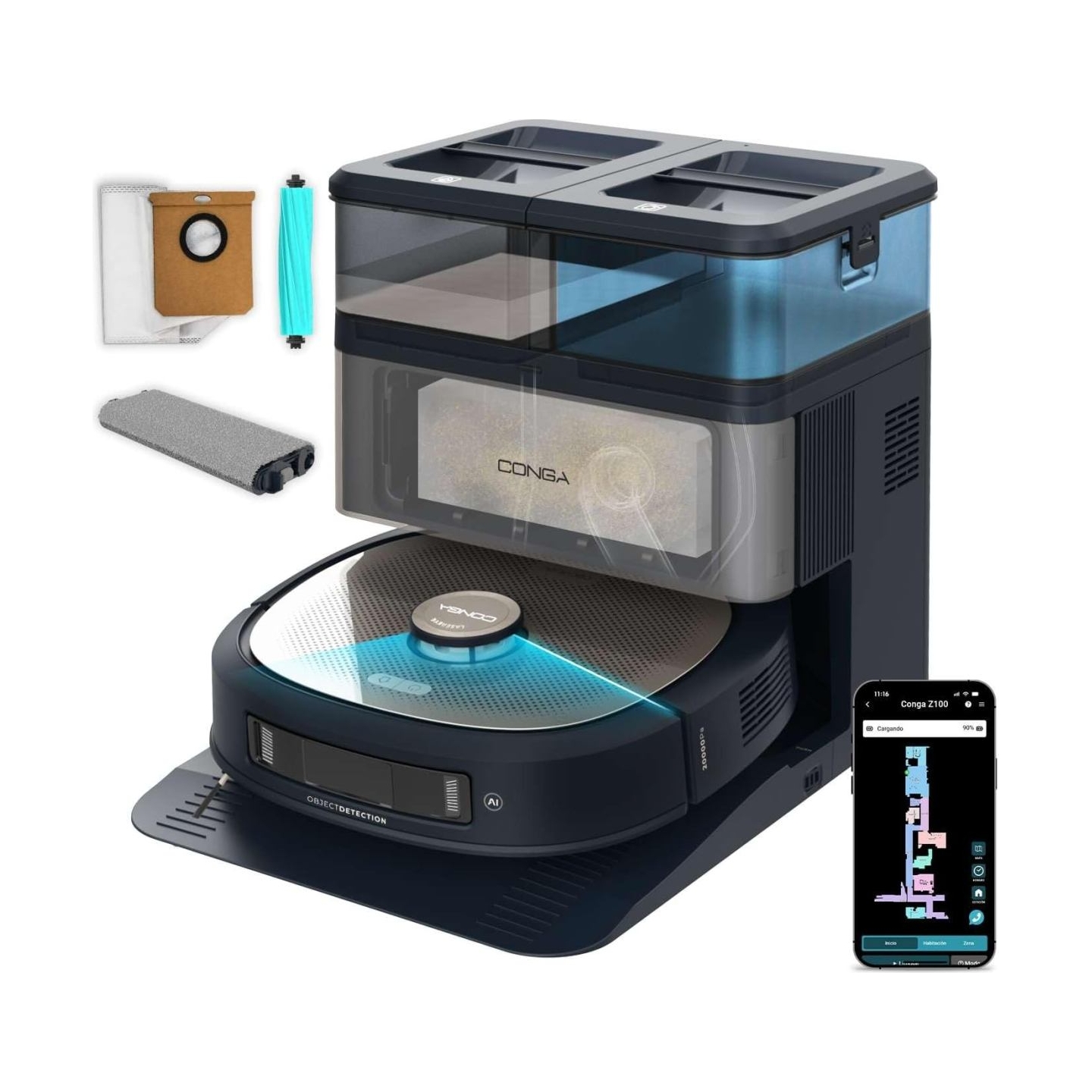 Cecotec Robotic Vacuum Cleaner | Conga Z100 | Operating time (max) 320 min | Wet&Dry | 5200 mAh | Dust capacity 3 L | Black | 20