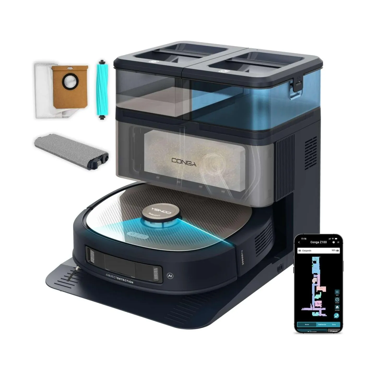 Cecotec Robotic Vacuum Cleaner | Conga Z100 | Operating time (max) 320 min | Wet&Dry | 5200 mAh | Dust capacity 3 L | Black | 20