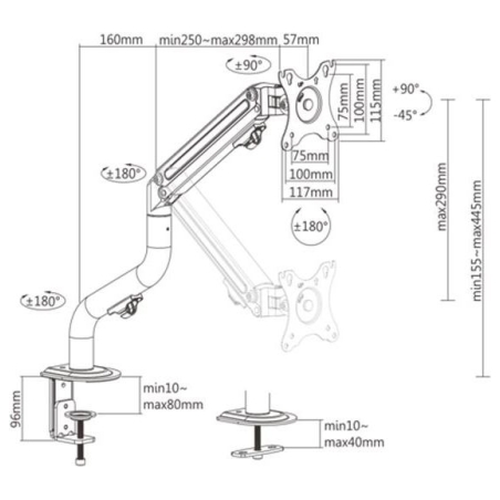 Gembird DISPLAY ACC MOUNTING ARM/17-32" MA-DA1-02 GEMBIRD