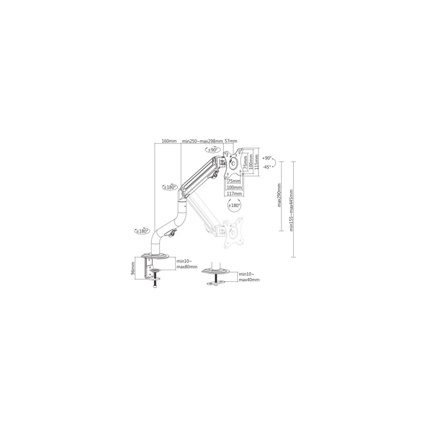 Gembird DISPLAY ACC MOUNTING ARM/17-32" MA-DA1-02 GEMBIRD