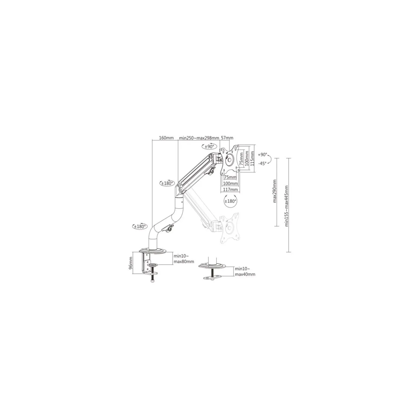 Gembird DISPLAY ACC MOUNTING ARM/17-32" MA-DA1-02 GEMBIRD