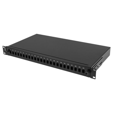 Lanberg Rackmount 19" 1U Fiber Patch panel 24xSC Simplex/24XLC Duplex Black with Accessories | FOP1-24SS-LDB