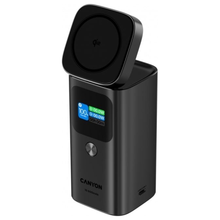 Canyon Qi2 magnetic power bank OnPower 150 15000mAh Aluminium Dark grey