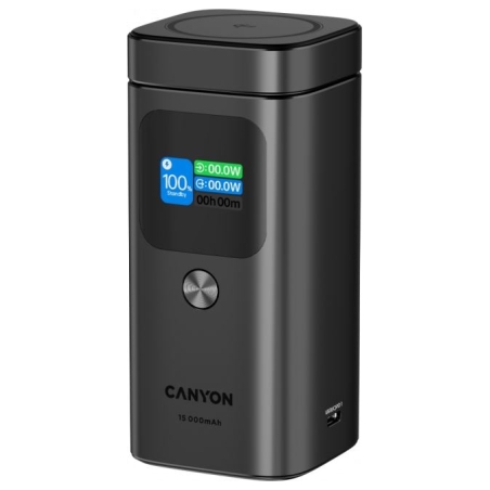 Canyon Qi2 magnetic power bank OnPower 150 15000mAh Aluminium Dark grey