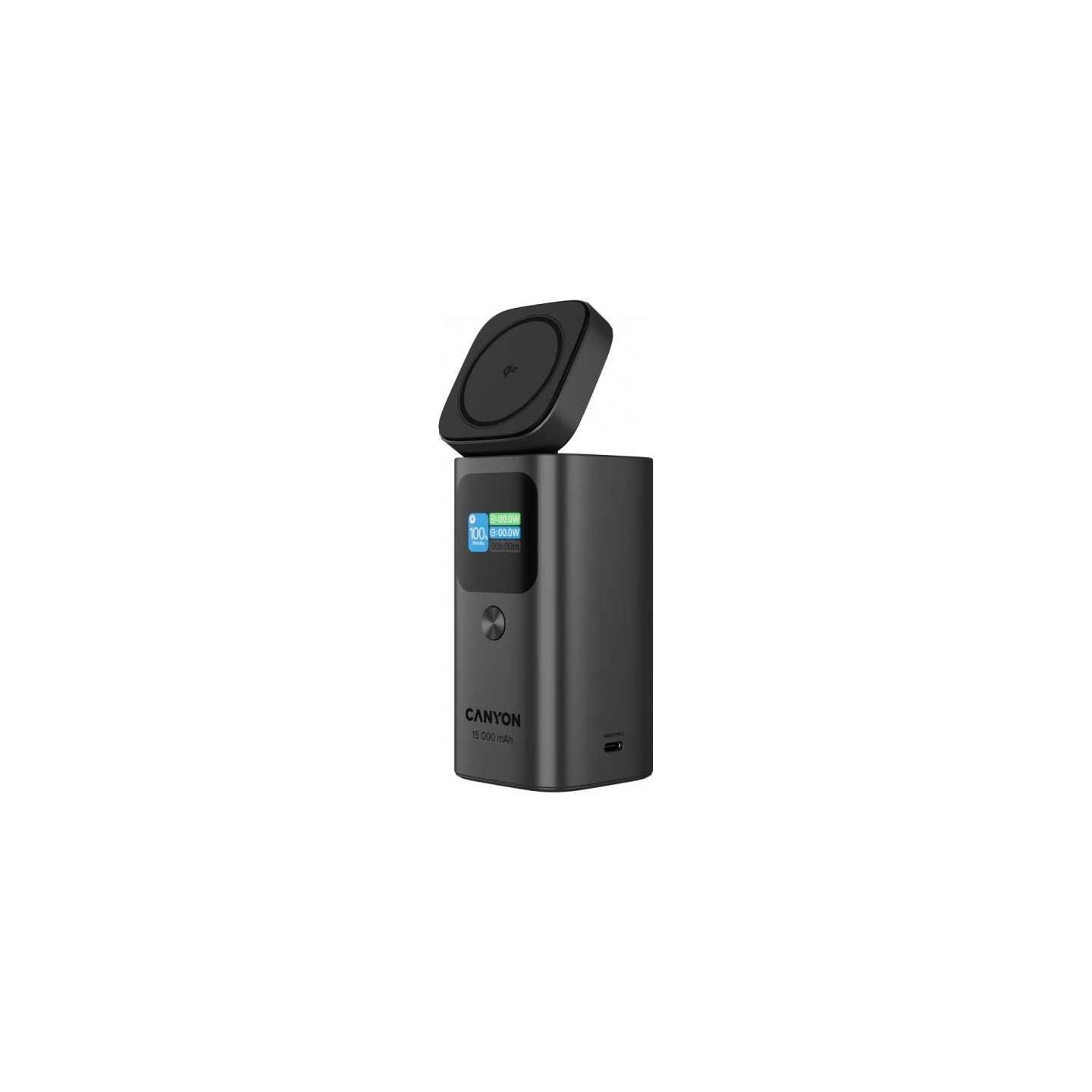 Canyon Qi2 magnetic power bank OnPower 150 15000mAh Aluminium Dark grey