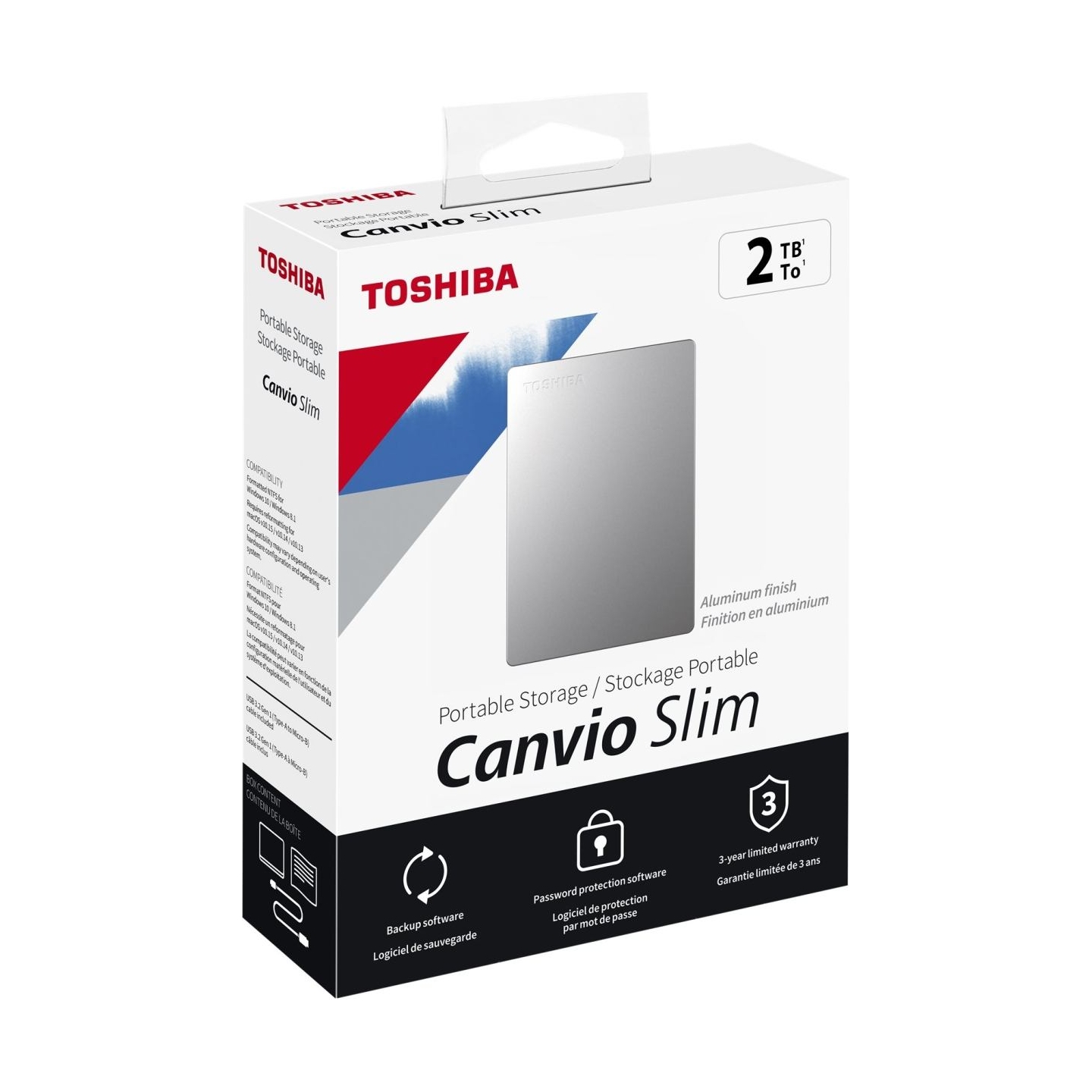 Toshiba Canvio Slim | HDTD320ES3EA | 2000 GB | 2.5 " | USB 3.2 Gen1 | Silver