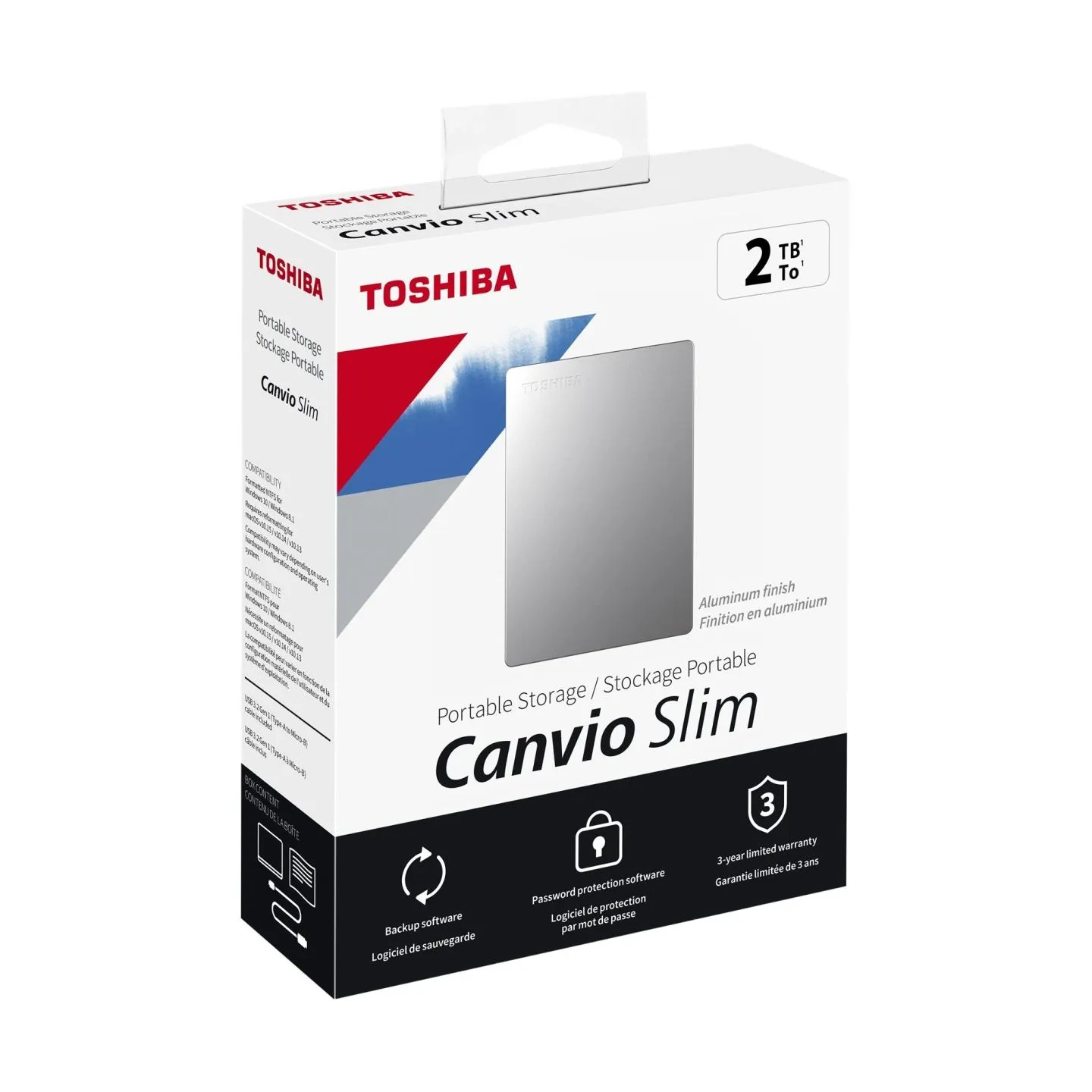 Toshiba Canvio Slim | HDTD320ES3EA | 2000 GB | 2.5 " | USB 3.2 Gen1 | Silver
