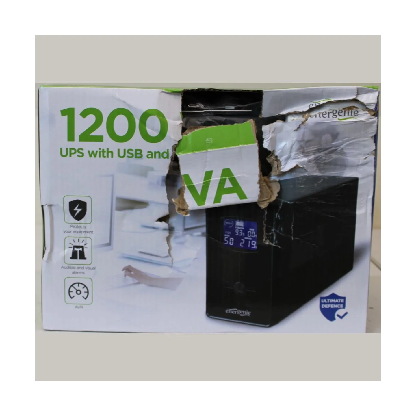 Energenie UPS with USB and LCD display, 1200 VA, black | EnerGenie | UPS with USB and LCD display, Black | 1200 VA | DAMAGED PAC