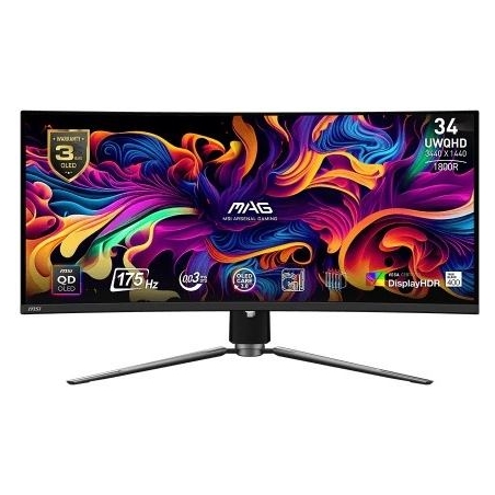 MSI Monitor MAG 341CQP QD-OLED 34 inches/QD-LED/UWQHD/Curved/175Hz/Black