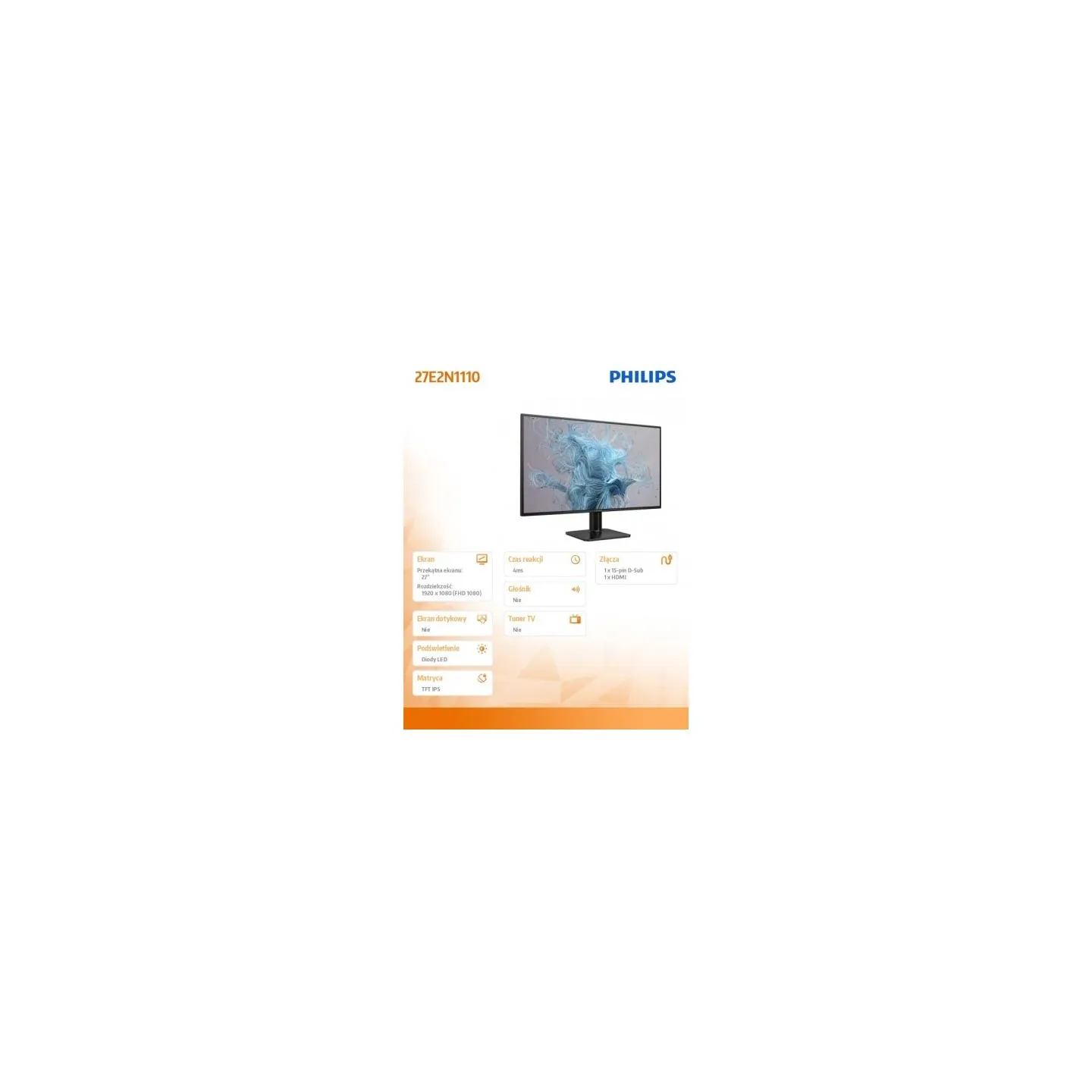 Philips Monitor 27E2N1110 27 inches IPS HDMI VGA