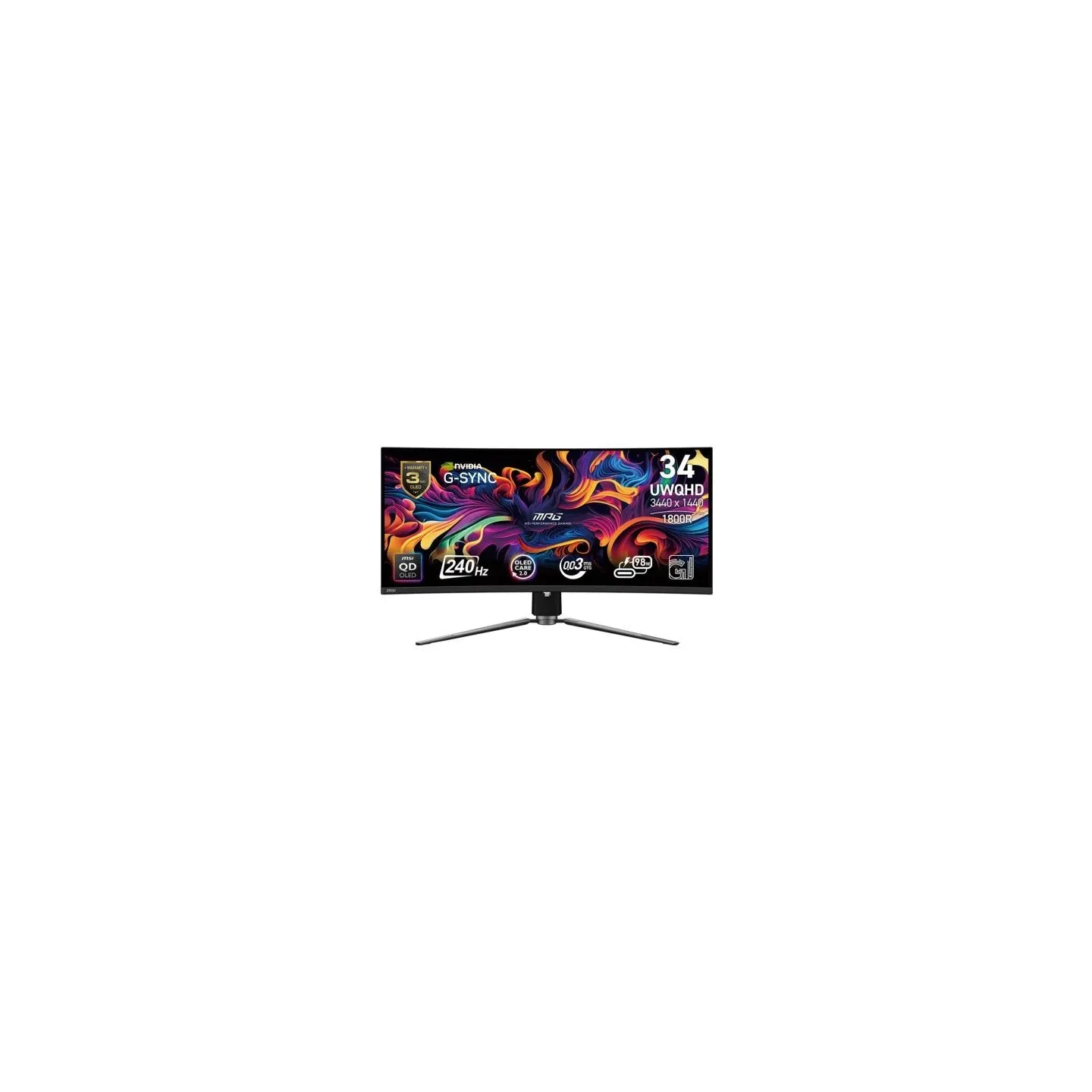 MSI Monitor MPG 341CQPX QD-OLED 34 inches/LED/UWQHD/Curved/240Hz/Black